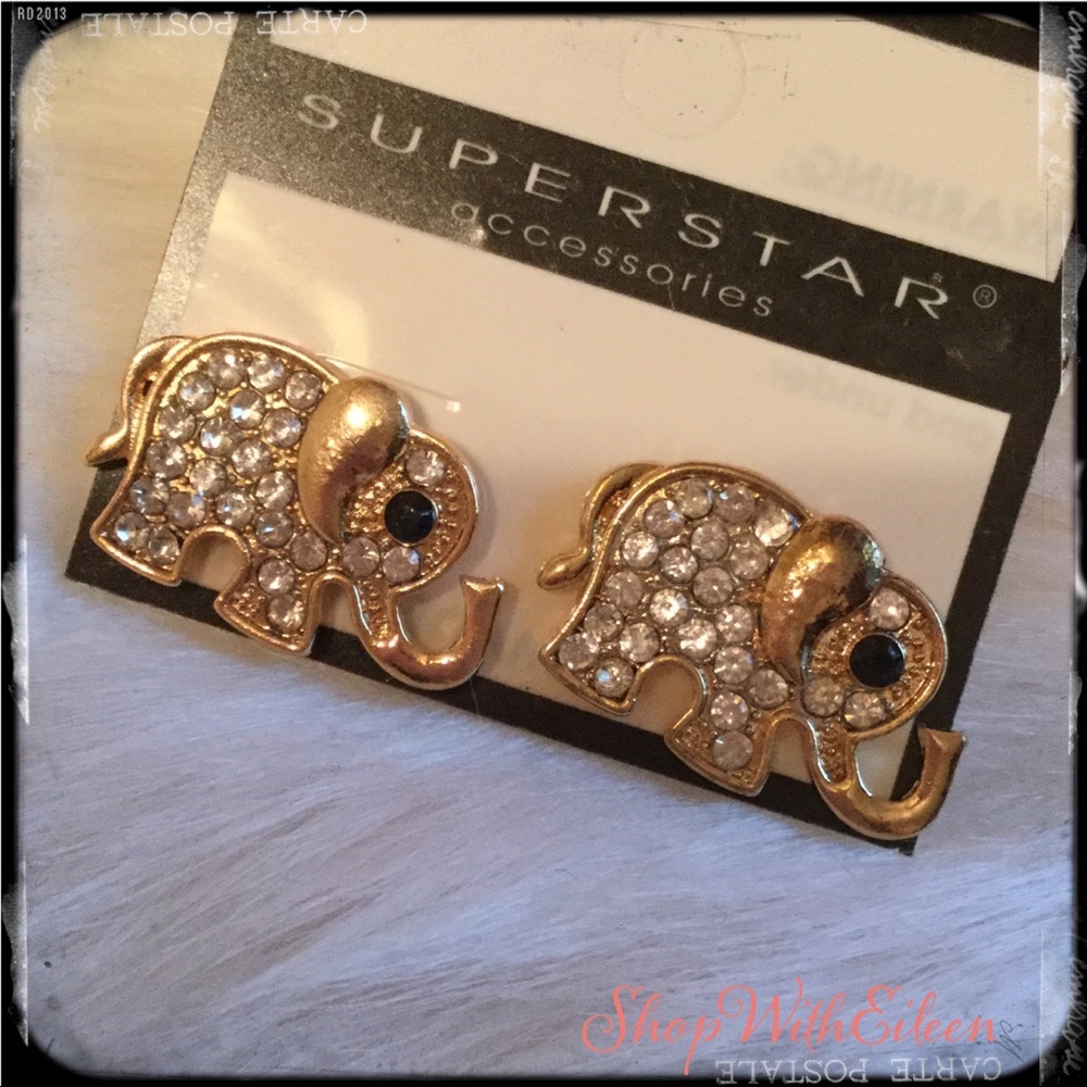 ELEPHANT Crystal gold Stud Earrings #Republican #election #trump